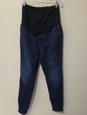 Isabel Maternity by Ingrid & Isabel Dark Blue Denim Jeggings with Black Overband